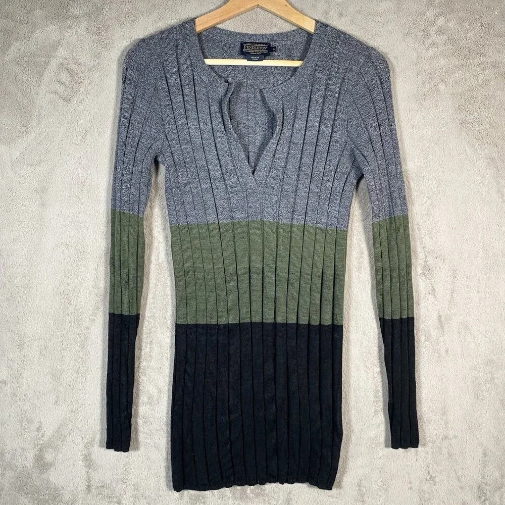 Pendleton 100% Merino Wool Sweater Womens S Long Sleeve Ribbed Lightweight Tunic - Picture 3 of 13